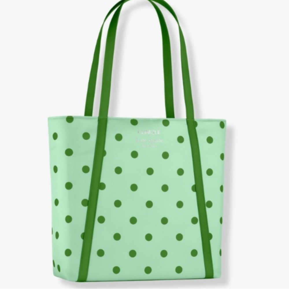 Kate Spade x Clinique green polka Dot tote bag NWOT